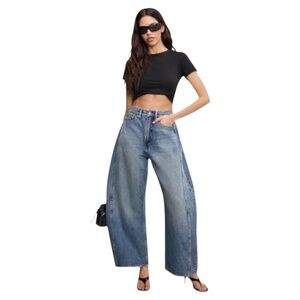 GOOD AMERICAN Good Extreme Barrel Jeans 6/28 Indigo1966 New with Tags PERFECT!